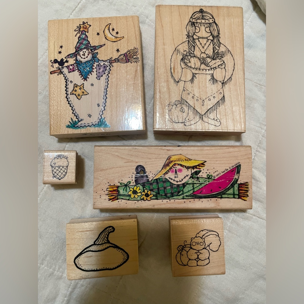Fall wooden stamp Lot